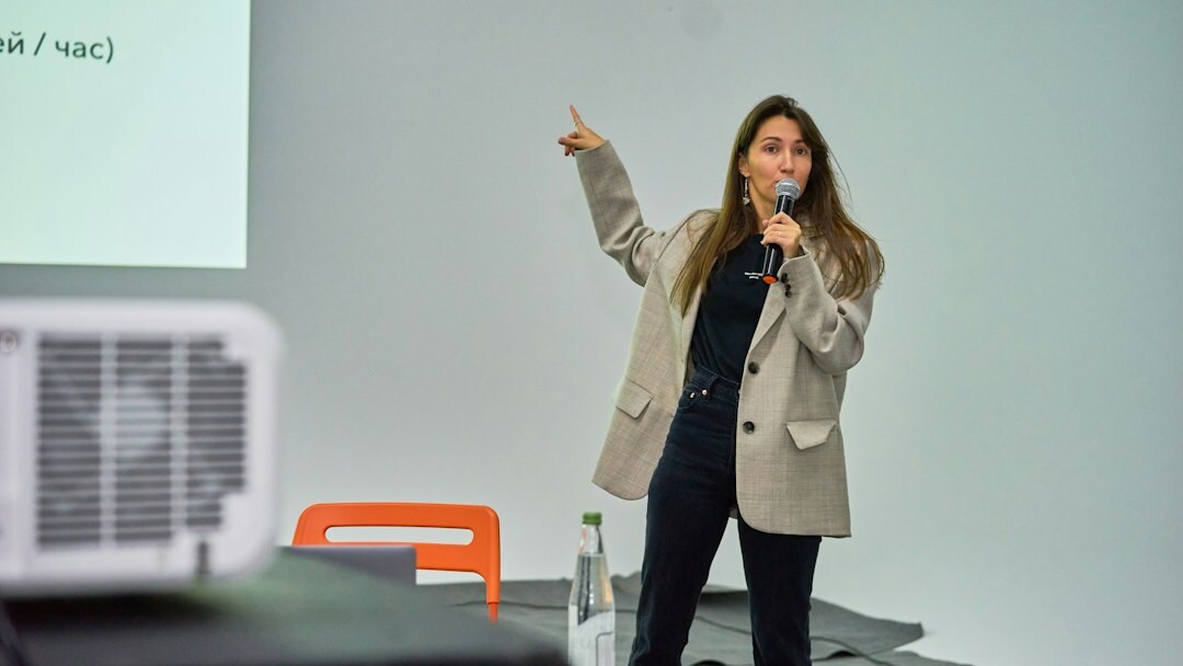 woman practicing speech